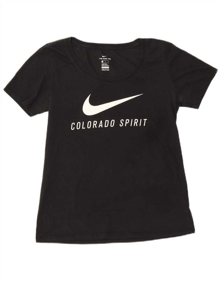 NIKE T-shirt grafica da donna Colorado Spirit Top UK 12 cotone nero medio