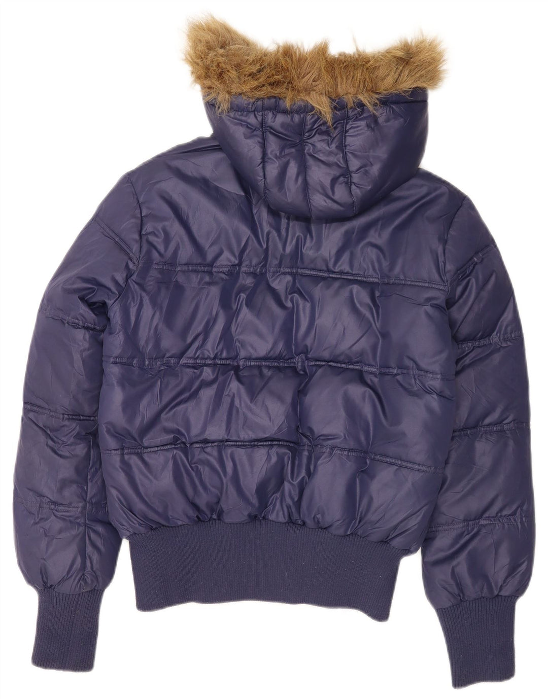 Giacca imbottita con cappuccio da donna Lee UK 16 grande poliestere blu navy