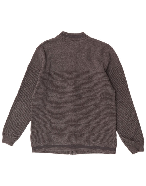 Maglione cardigan da uomo Zara in cotone a righe grandi grigie