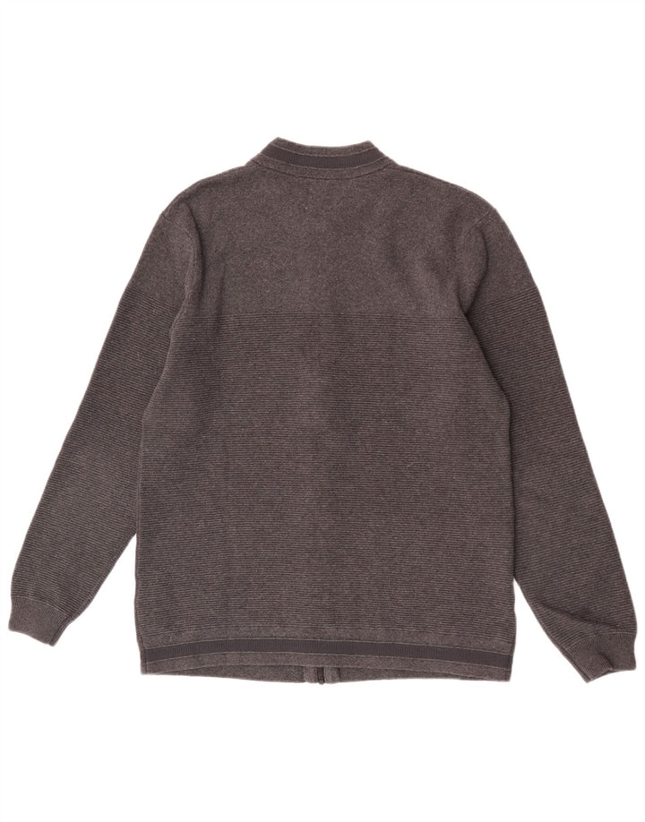 Maglione cardigan da uomo Zara in cotone a righe grandi grigie