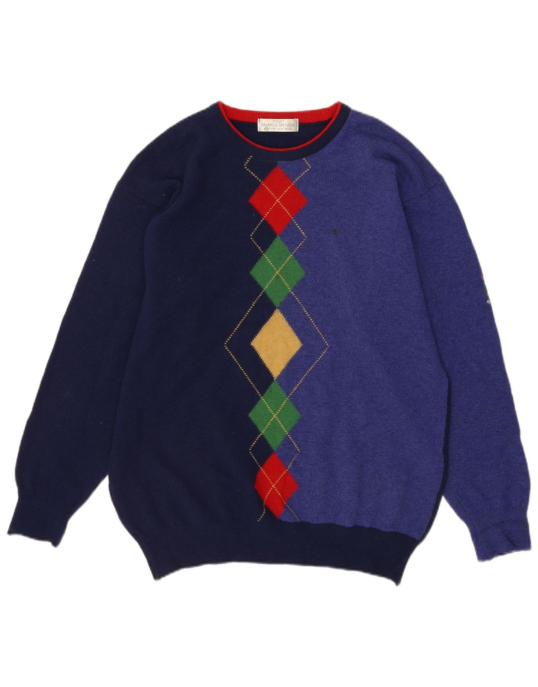 Maglione maglione girocollo da uomo Marks & Spencer blu navy medio