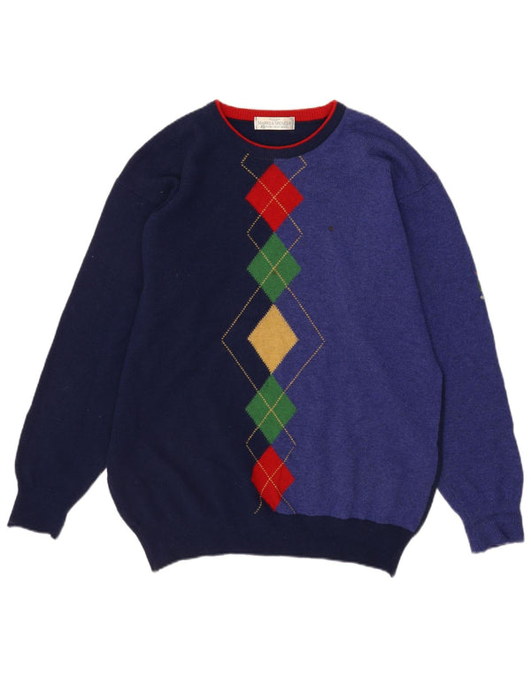 Maglione maglione girocollo da uomo Marks & Spencer blu navy medio