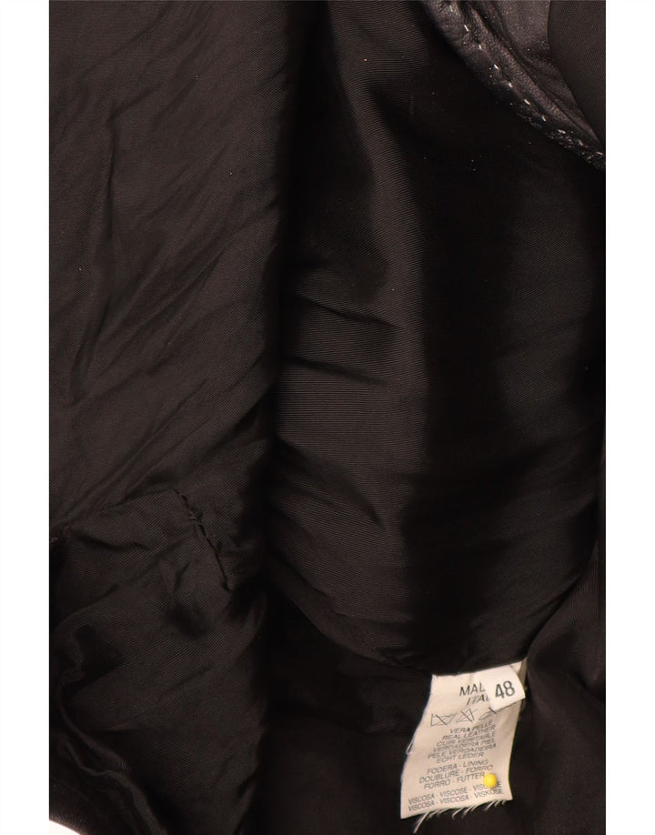 Cappotto in pelle vintage da donna IT 48 XL in pelle nera