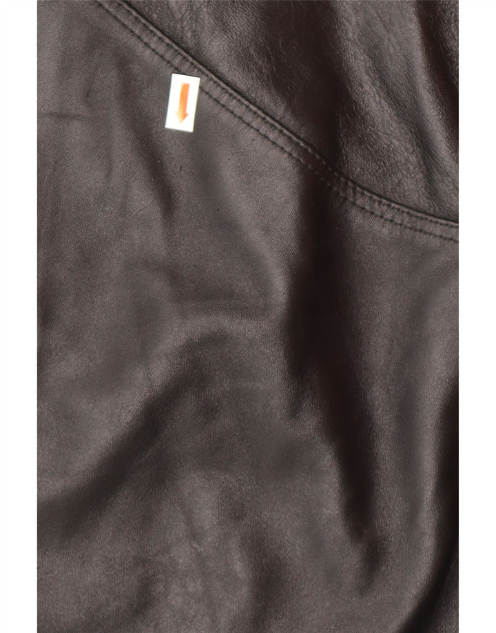 Gonna in pelle da donna VINTAGE IT 44 media W28 in pelle nera