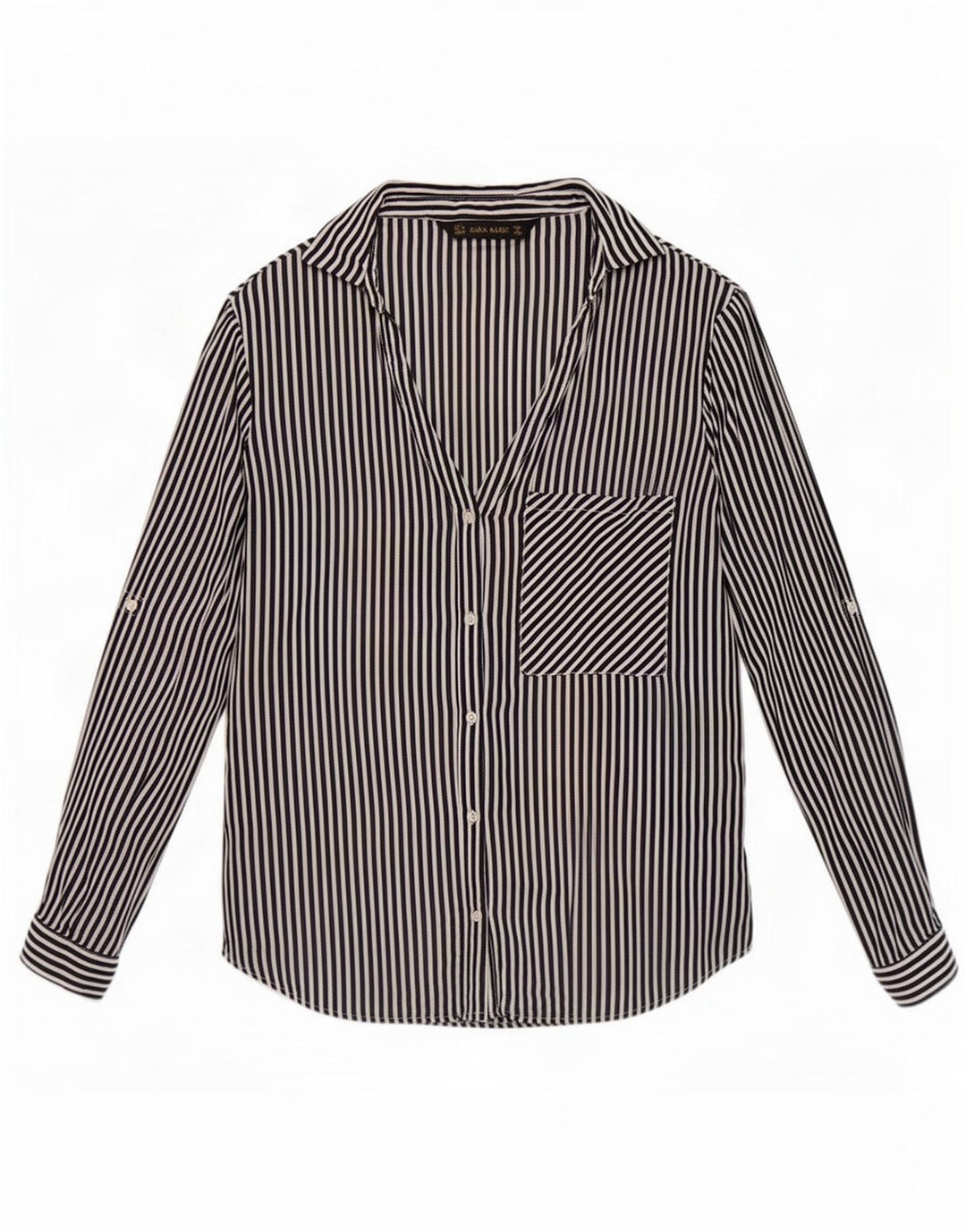 Camicia Zara da donna UK 12 gessato medio nero