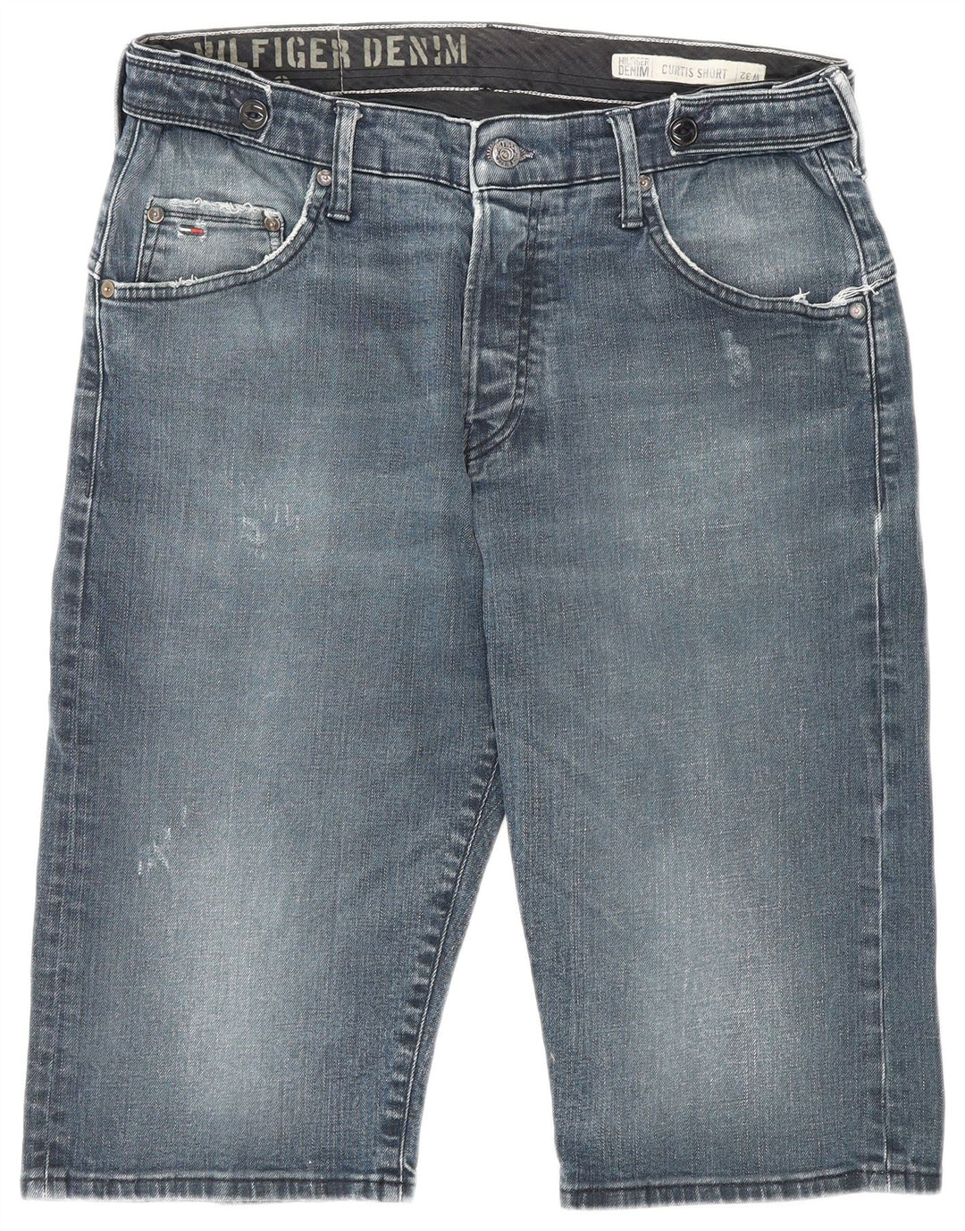 Pantaloncini di jeans invecchiati Curtis da uomo Tommy Hilfiger W32 blu medio