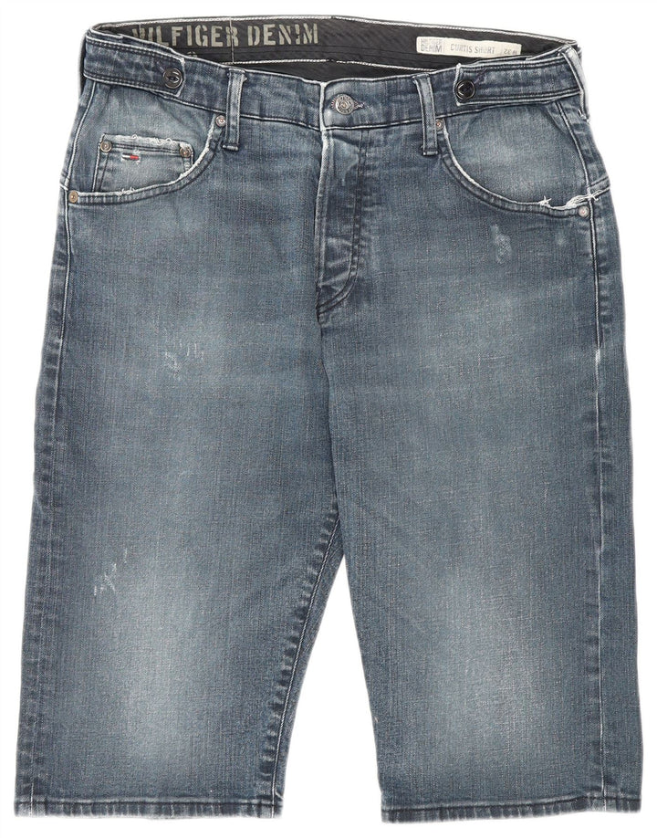 Pantaloncini di jeans invecchiati Curtis da uomo Tommy Hilfiger W32 blu medio