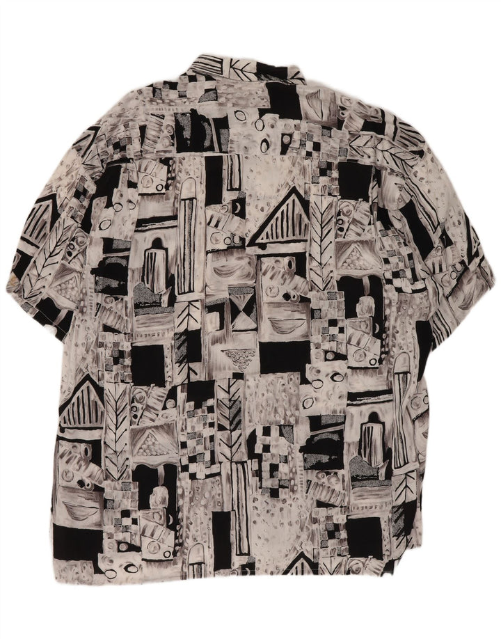 Camicia vintage da uomo a maniche corte XL grigia geometrica