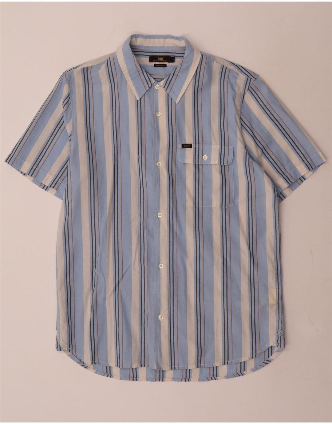 Camicia Lee da uomo a maniche corte, vestibilità regolare, in cotone a righe grandi blu