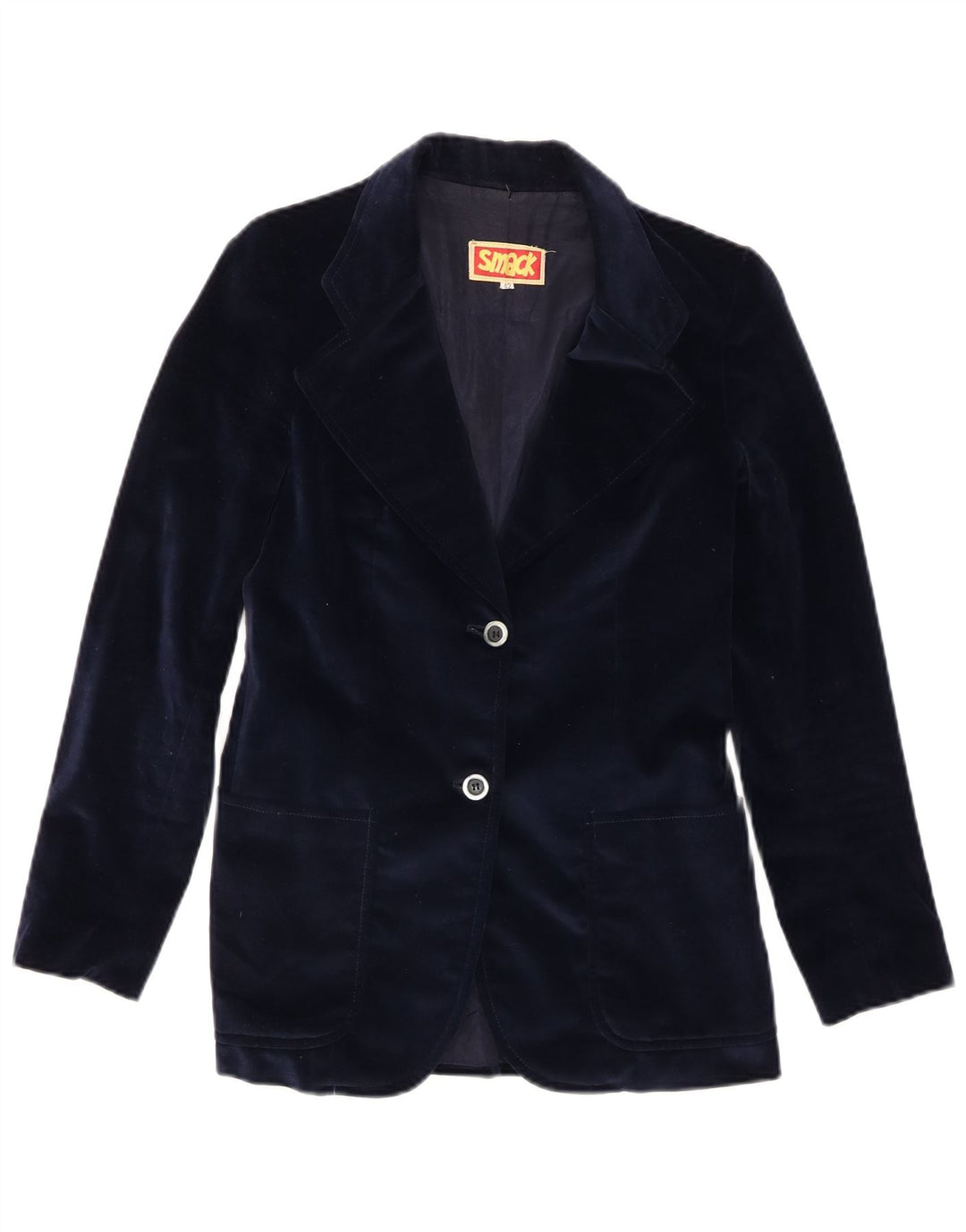 Giacca blazer vintage da donna in velluto a 2 bottoni IT 42 blu navy medio