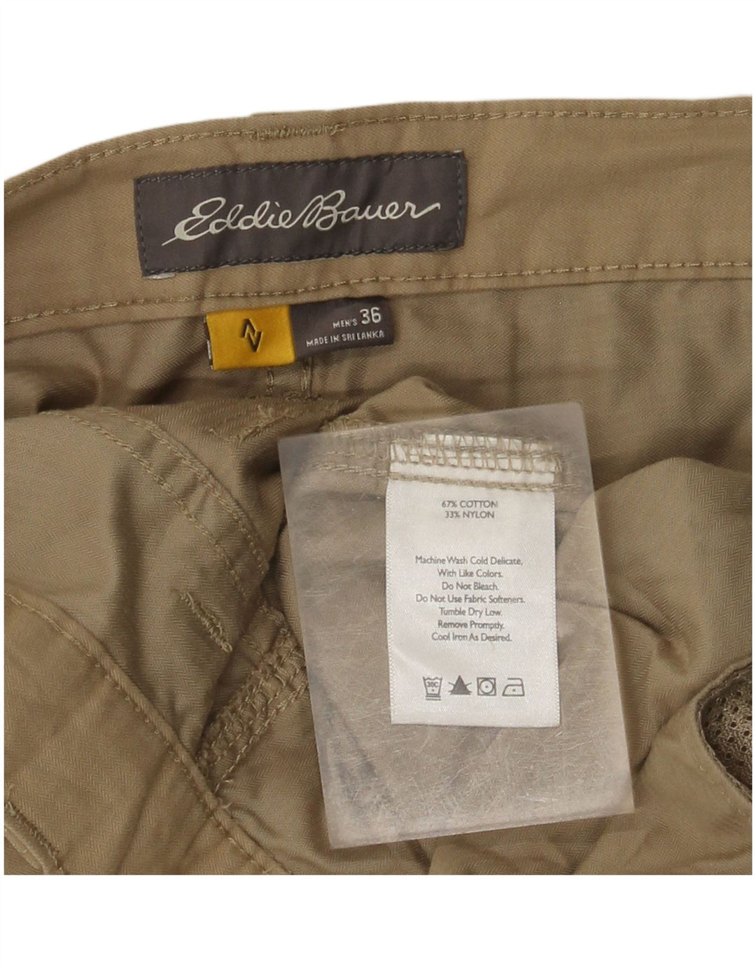Pantaloncini cargo da uomo EDDIE BAUER W36 grandi in cotone beige