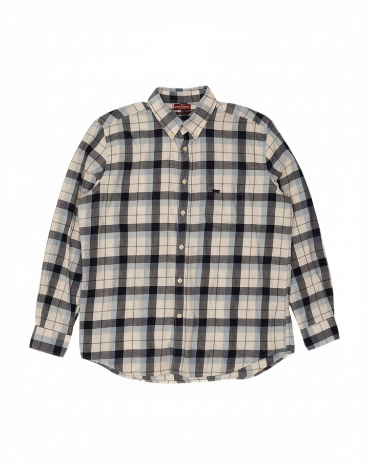 CARRERA Mens Regular Fit Flannel Shirt 2XL Blue Check Cotton