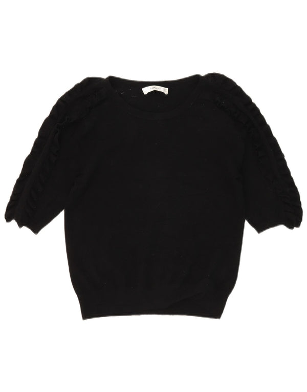 Maglione girocollo a maniche corte da donna Zara UK 12 medio nero