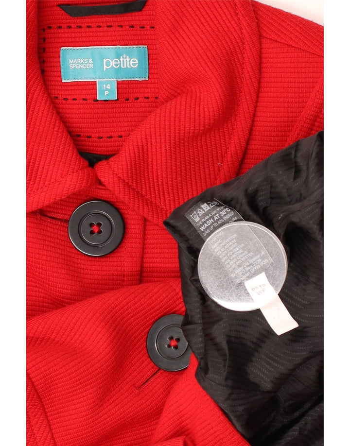 Giacca blazer a 3 bottoni Petite Crop da donna Marks & Spencer UK 14 grande rossa