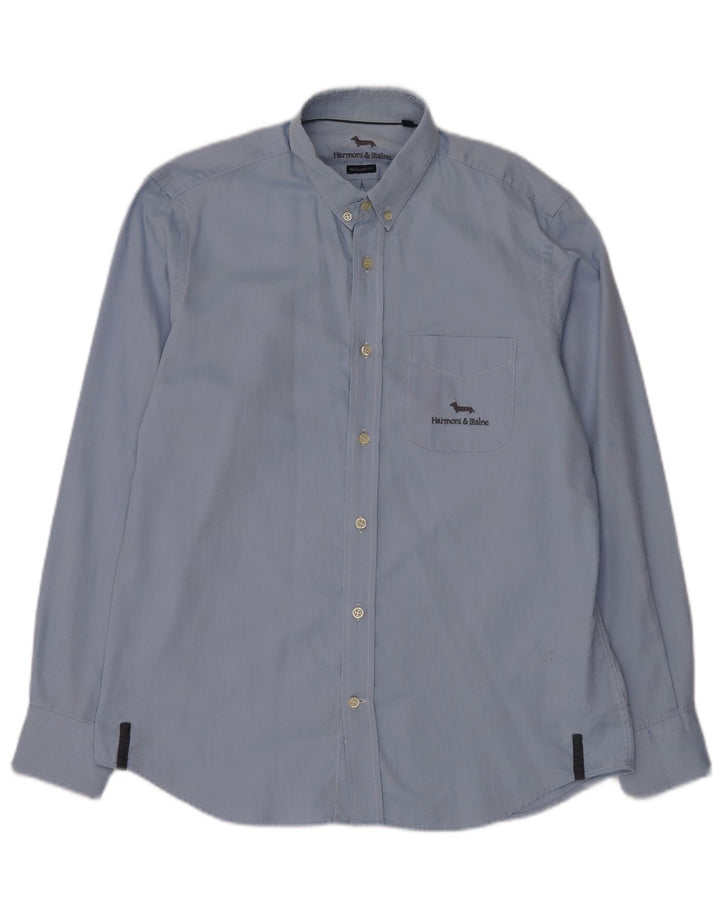 Camicia da uomo Regular Fit Harmont & Blaine, taglia grande, in cotone blu