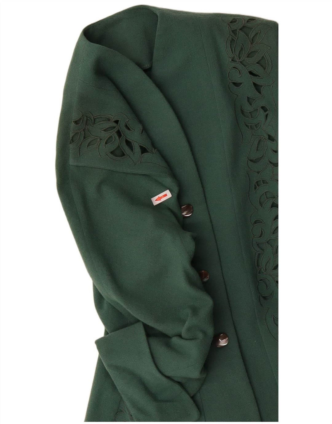 Giacca blazer vintage da donna a 3 bottoni UK 12 verde medio Paisley