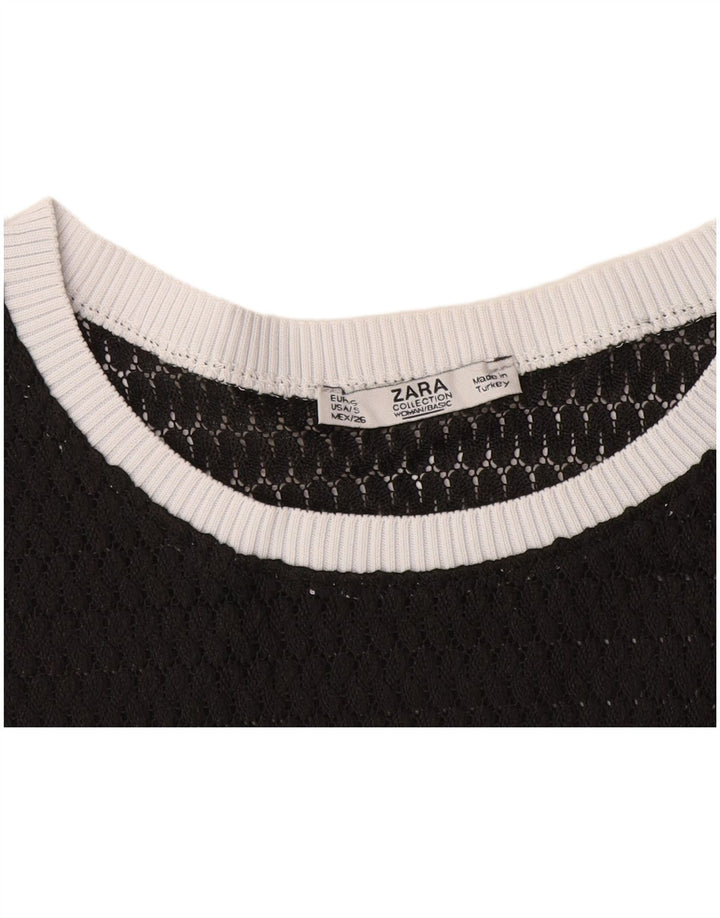 T-shirt trasparente da donna Zara UK 10 piccola nera