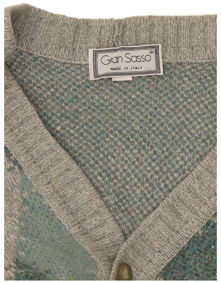 Maglione cardigan da uomo Gran Sasso Grigio medio Argyle/Diamond Wool