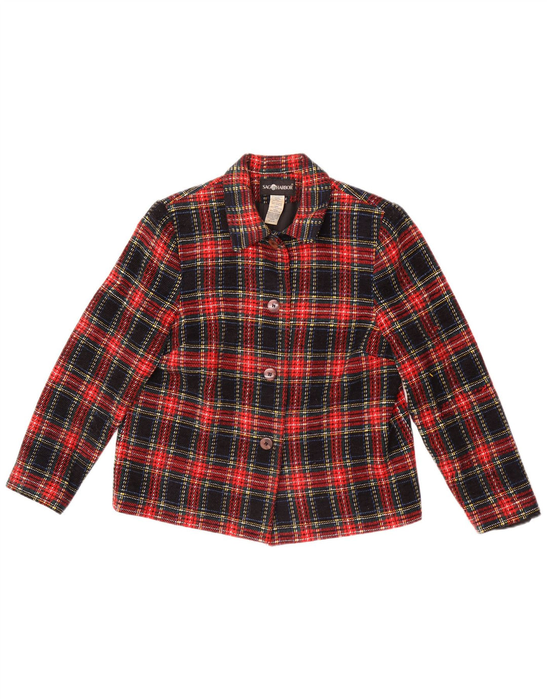 Giacca blazer a 4 bottoni da donna Sag Harbour UK 12 medio a quadri multicolore
