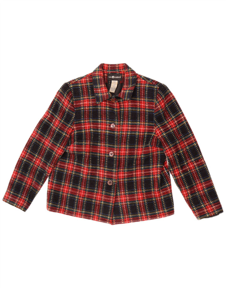 Giacca blazer a 4 bottoni da donna Sag Harbour UK 12 medio a quadri multicolore