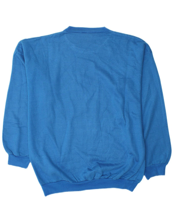 Felpa grafica da uomo vintage maglione grande blu