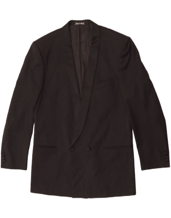 Profilo Mens Double Breasted Blazer Jacket IT 52 XL Black Wool