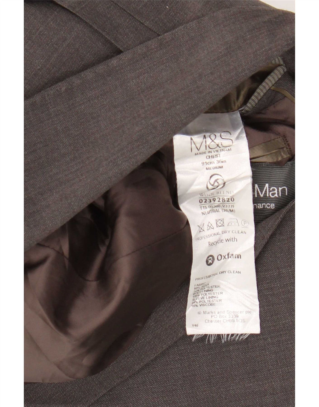 Giacca blazer a 2 bottoni da uomo Marks & Spencer UK 36 piccola lana grigia
