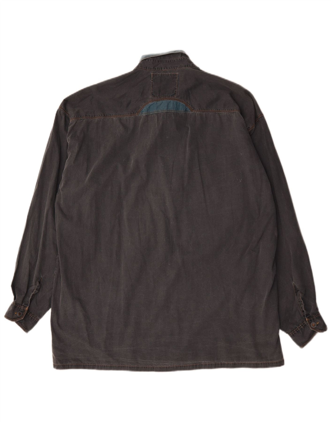 Camicia di jeans vintage da uomo XL in cotone color block grigio