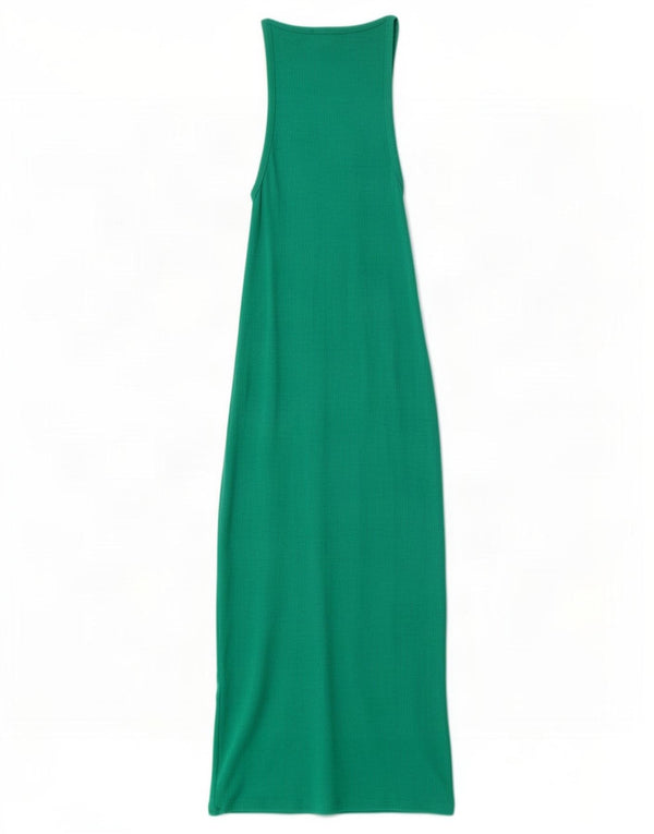Vestito lungo da donna senza maniche Zara UK 8 piccolo in cotone verde