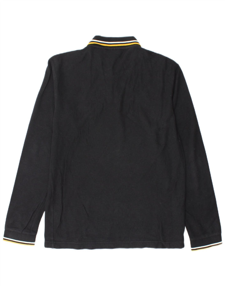 Polo da uomo a maniche lunghe Fila in cotone nero medio