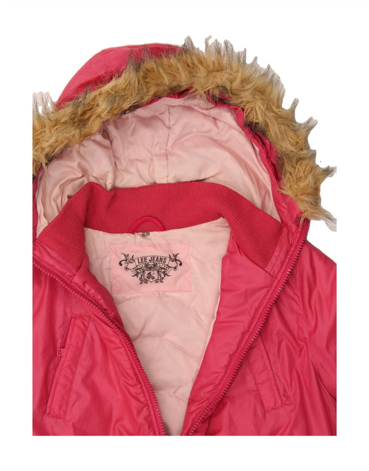 LEE Womens Hooded Padded Jacket UK 16 Large Pink Vintage Lee and Second-Hand Lee from Messina Hembry 