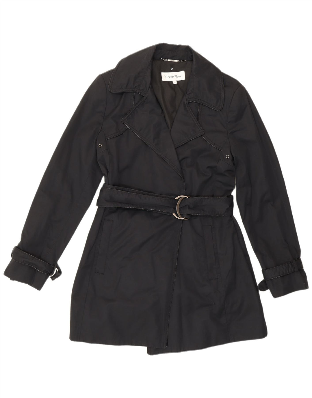 Trench da donna Calvin Klein UK 10 piccolo classico in cotone nero