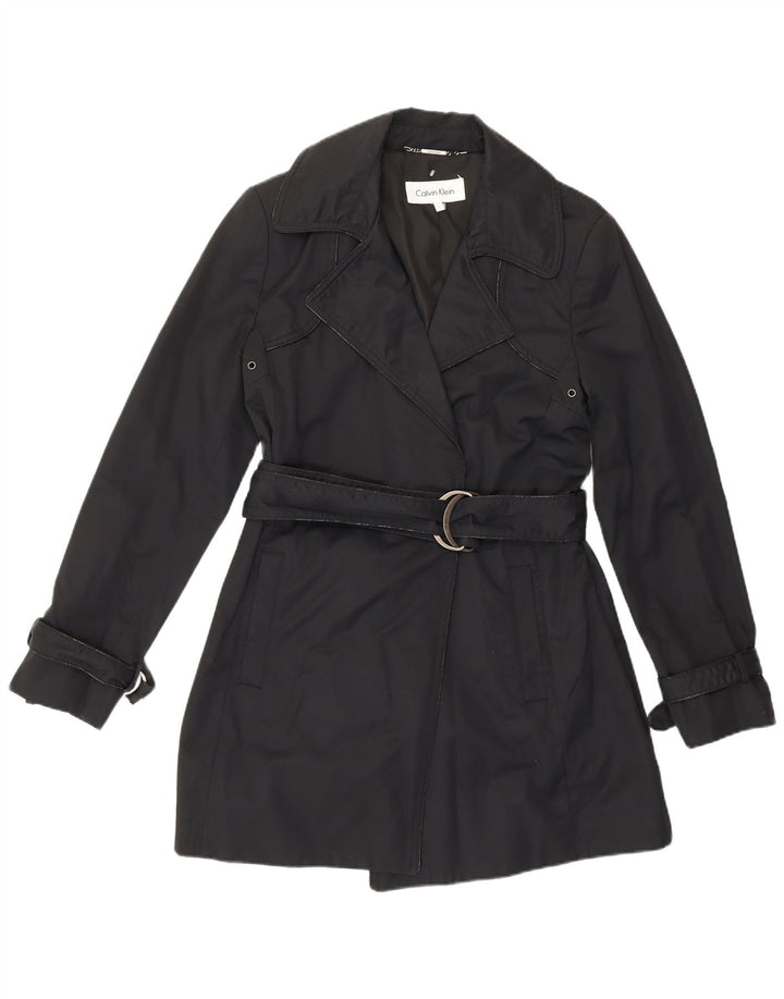 Trench da donna Calvin Klein UK 10 piccolo classico in cotone nero