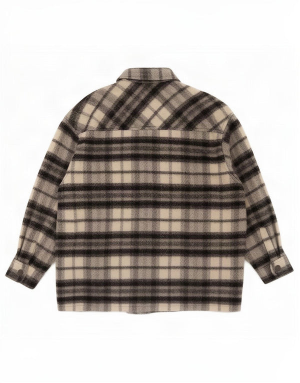 Camicia da donna in flanella con vestibilità ampia Zara UK 10 piccolo plaid grigio