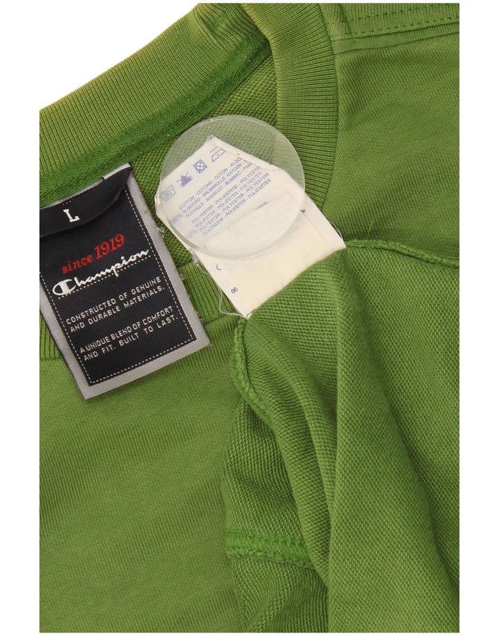 Felpa grafica da uomo Champion, maglione grande, cotone verde