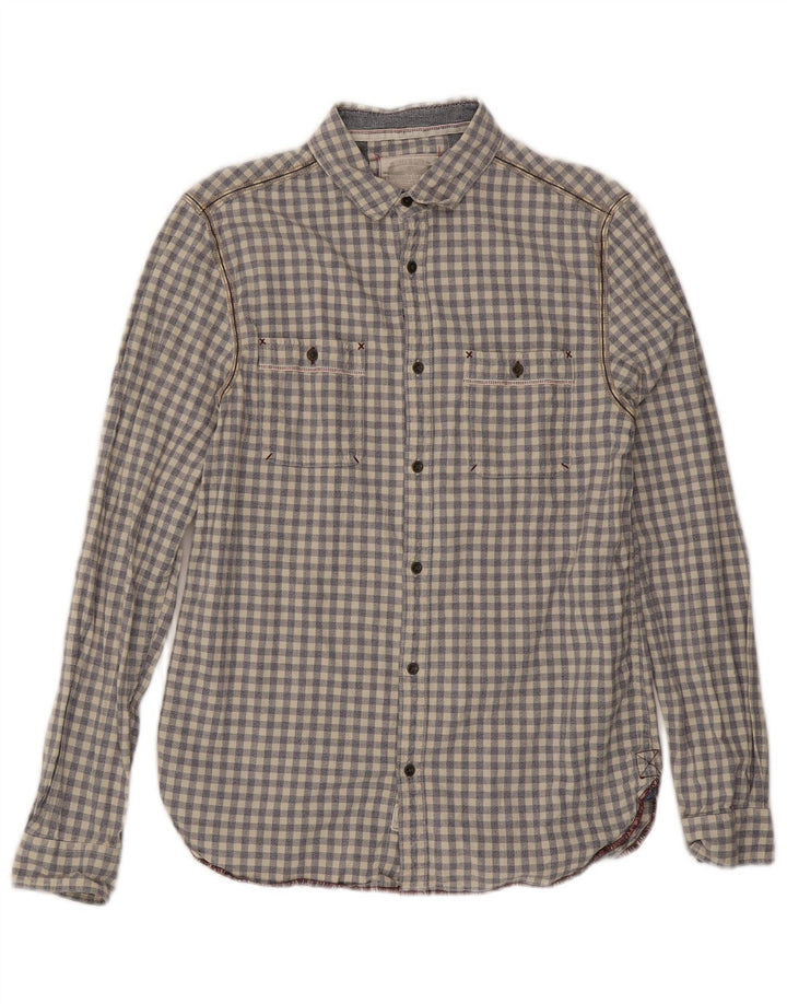 Camicia da uomo White Stuff in cotone a quadretti grigio medio