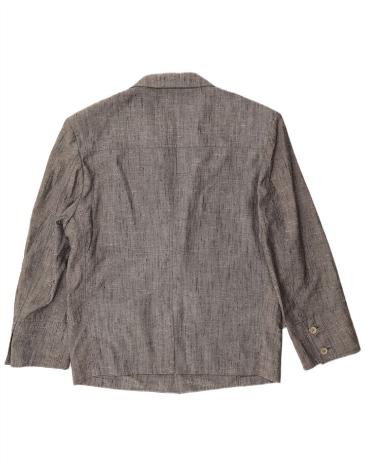 Giacca blazer vintage da uomo a 2 bottoni IT 50 grande poliestere chiazzato grigio