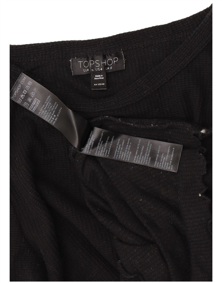 Topshop Camicetta corta da donna Top UK 8 piccolo cotone nero