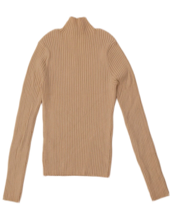 Maglione corto a collo alto da donna Zara UK 12 Viscosa beige medio