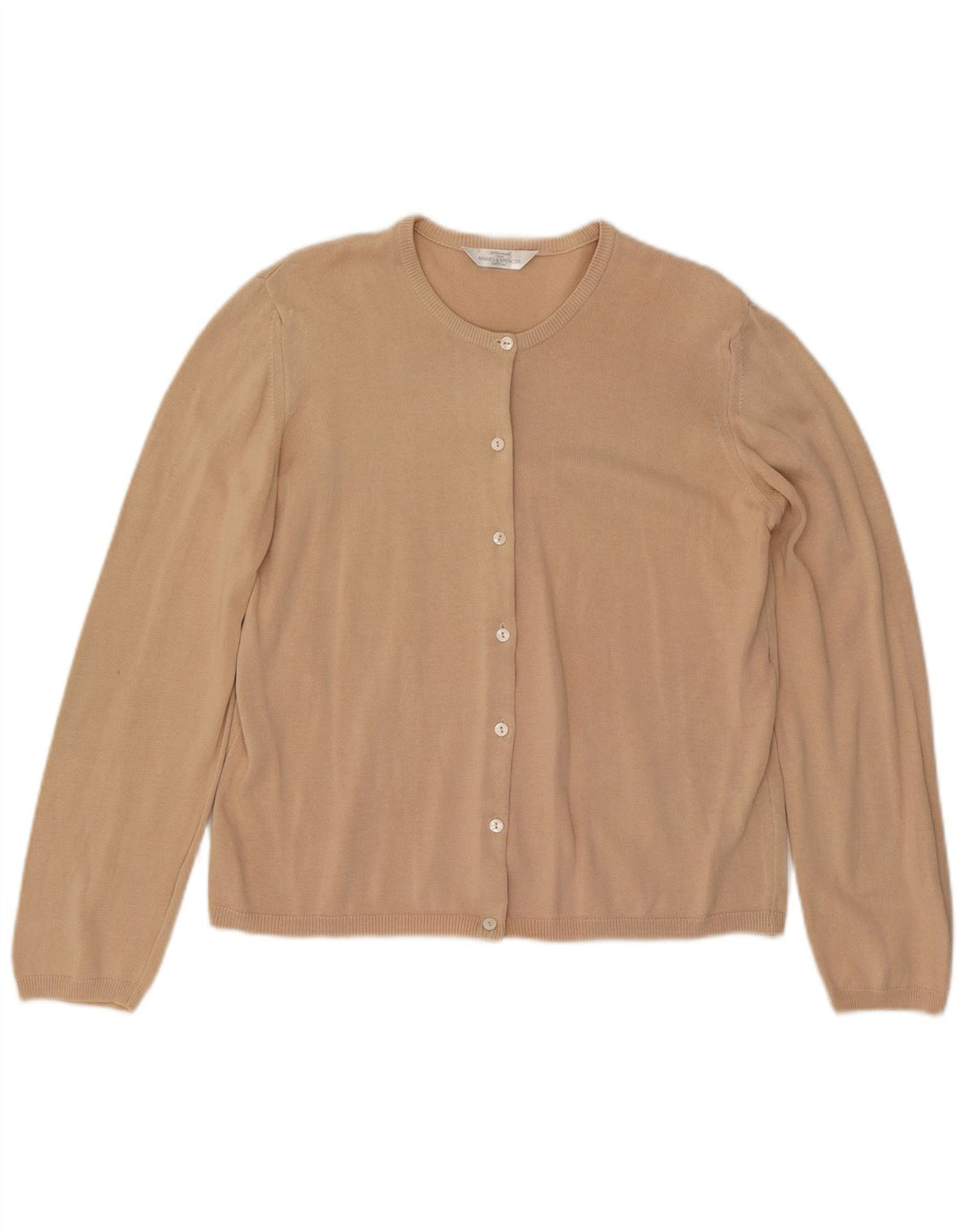Maglione cardigan da donna Marks & Spencer UK 12 Cotone beige medio