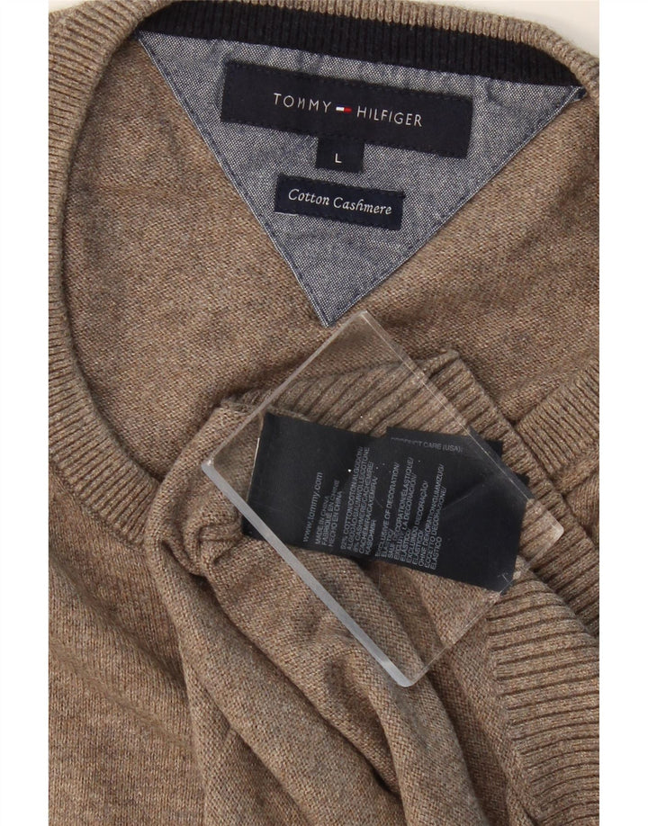 TOMMY HILFIGER Maglione maglione girocollo da uomo grande cotone marrone