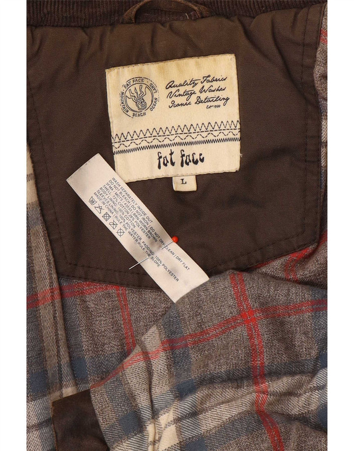 Giacca da uomo in cotone cerato Fat Face UK 40 grande cotone marrone