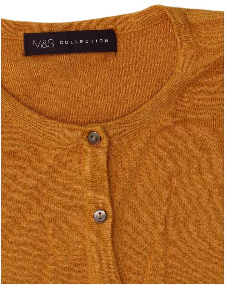 Maglione cardigan corto da donna Marks & Spencer UK 10 piccolo giallo