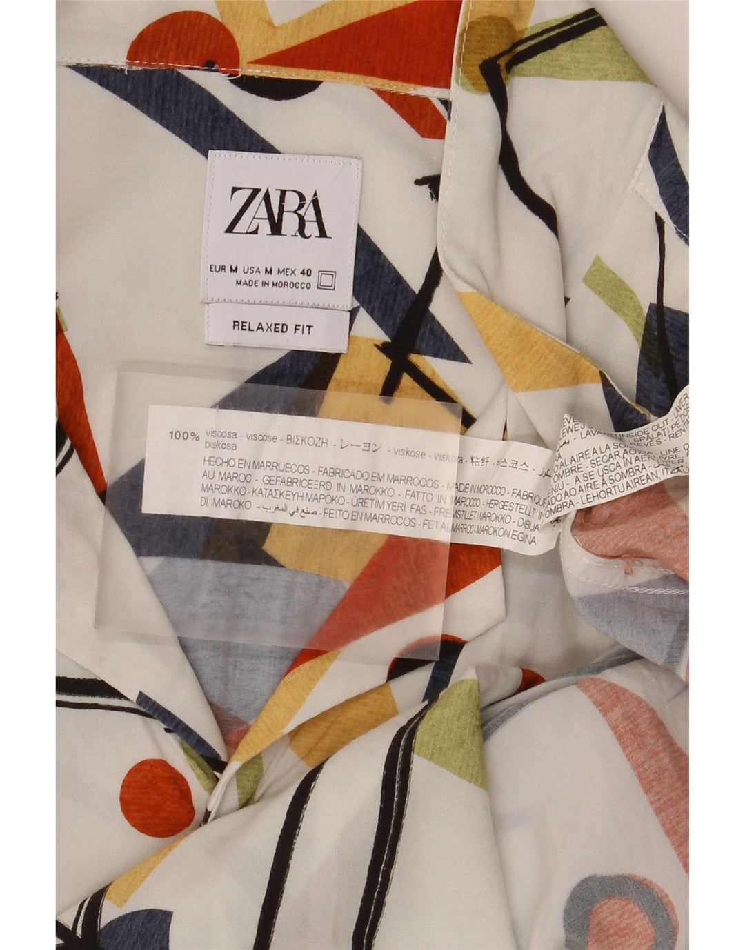 Camicia Zara da uomo a maniche corte vestibilità rilassata media multicolore geometrica