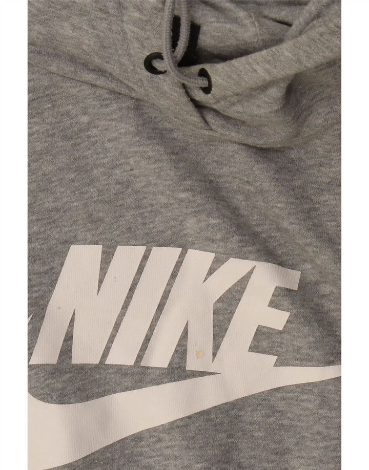 NIKE Felpa con cappuccio grafica da uomo in cotone grigio medio screziato