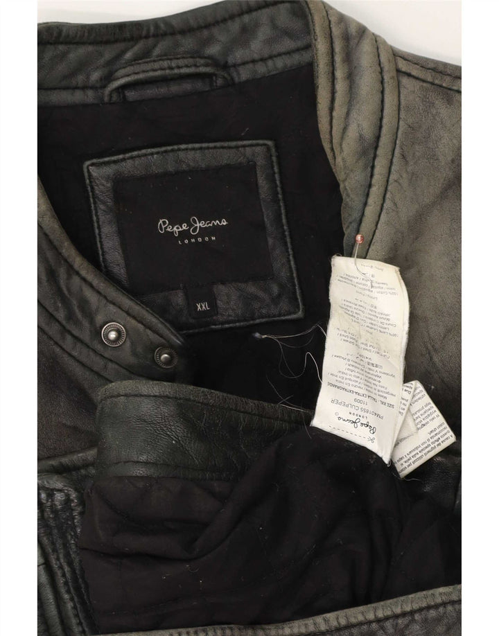 PEPE Jeans Giacca in pelle da uomo UK 44 2XL Grigio