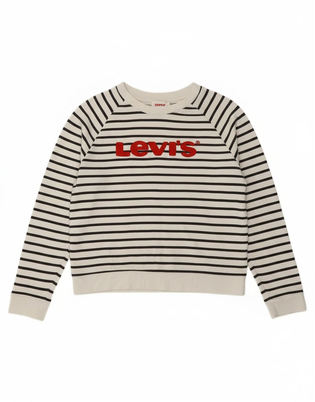 Levi's Felpa con grafica da donna Maglione UK 14 Medium White Striped Nautical
