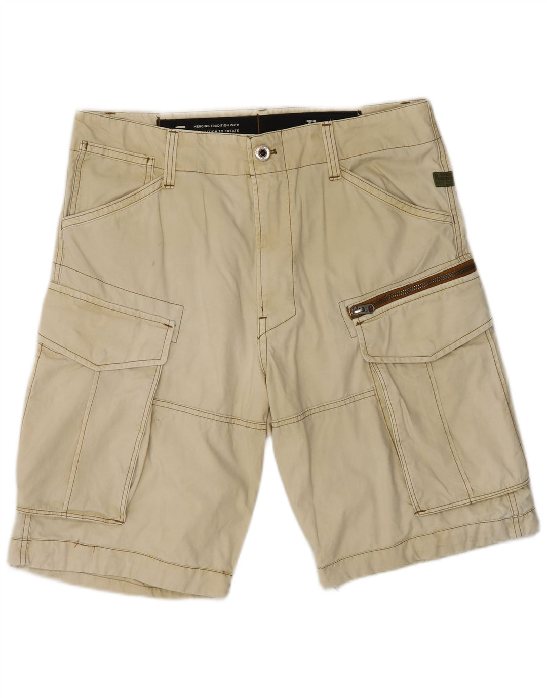 Pantaloncini cargo da uomo G-STAR W31 cotone beige medio