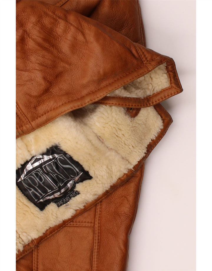 Giubbotto in shearling da uomo VINTAGE IT 52 XL Marrone