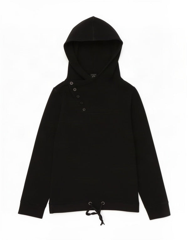Maglione con cappuccio e collo con bottoni grafici da donna Bench UK 14 medio nero